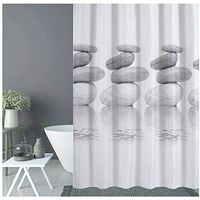Parkarma Waterproof Shower Curtain 120 * 180cm Shower Curtain with Reinforced Hem with 9 Hooks Mold-Proof Shower Curtain for Bathroom (Stone)