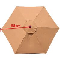 Replacement cover for parasol - 6 poles - diameter 2 m - Waterproof - Anti-Ultraviolet - Replacement fabric,Khaki