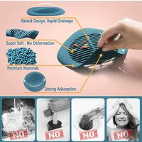 Shower Drain Covers 2PC Silicone Tube Drain Hair Catcher Stopper with Suction Cup for Kitchen Bathroom, Tub Sink Rubber Strainer Plug Filter