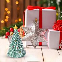 Small Snow Christmas Tree Mini Artificial Frost Trees Winter DIY Crafts Resin Tabletop Christmas Tree Model Holiday Party Home Decorations 5.5*5.5*8.5cm