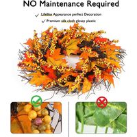 Fall Wreaths for Front Door, Autumn Wreath with Maple Leaf and Berry, Harvest Wreath for Autumn, Halloween, Thanksgiving Day