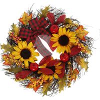 Fall Decorations, Autumn Simulation Wreath 45cm/18inch Garland Rattan Artificial Door Wreath for Halloween Home Decor Ornaments Christmas Thanksgiving Hanging Decoration (Style B)