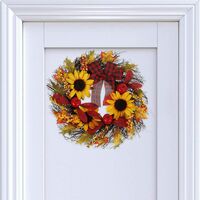 Fall Decorations, Autumn Simulation Wreath 45cm/18inch Garland Rattan Artificial Door Wreath for Halloween Home Decor Ornaments Christmas Thanksgiving Hanging Decoration (Style B)