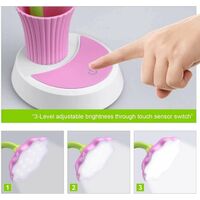 USB Rechargeable Flexible Reading Lamp Dimmable LED Kids Table Lamp Bedside Lamp with Touch Sensor (Pink)