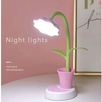 USB Rechargeable Flexible Reading Lamp Dimmable LED Kids Table Lamp Bedside Lamp with Touch Sensor (Pink)