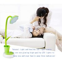 USB Rechargeable Flexible Reading Lamp Dimmable LED Kids Table Lamp Bedside Lamp with Touch Sensor (Green)