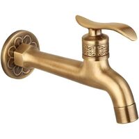 Antique Brass Faucet Handle Laundry Bathroom Wall Mount Washing Machine Faucet Outdoor Garden Single Hose Cold Faucet