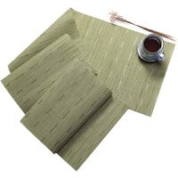Exquisite Heat Insulation Resistant Woven PVC Placemat Runner Stain Resistant Table Linen for Christmas Party, Green