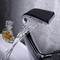 Modern black waterfall sink faucet, ceramic valve, optional hot and cold aerator, detachable suitable for bathroom and toilet （B)