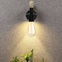 Industrial hemp rope wall lamp The retro wall lamp is very suitable for the E27 lamp in the attic, hallway or bedroom (B, without bulb)