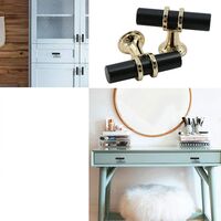 6 Piece T Bar Black Cabinet Knobs, Modern Single Hole Cabinet Drawer, Cabinet Door Handles Durable Alloy Single Hole Furniture, For Cabinets, Closets, Bathroom, Bath & Kitchen (T Shape)