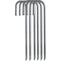 Ground Stakes, Garden Staples Rebar Stakes Galvanized Steel L-Hooks Heavy Duty Ground Anchor for Camping Trampoline Fence