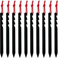 18cm Tent Pegs Aluminum Alloy Pegs Lightweight Fixing Pegs 10 Pieces for Camping Tarp Garden Canvas（Black）