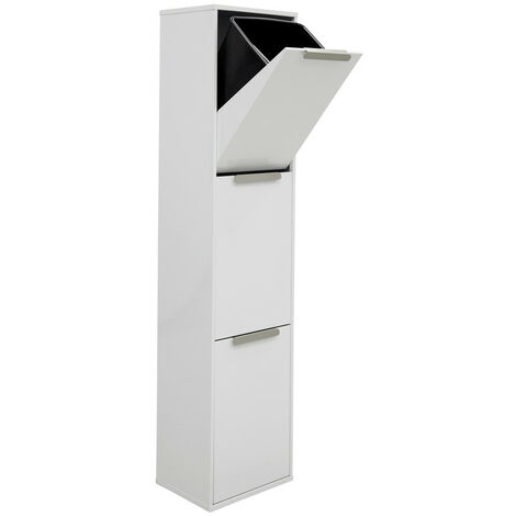 ARREGUI Ecoclas Pattumiera per raccolta differenziata, mobile d'acciaio per differenziata, bianco 3 secchi 3 x 17 L (51 L)
