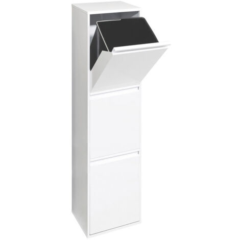 ARREGUI Basic Pattumiera per raccolta differenziata, 3 secchi, mobile d'acciaio per differenziata, 3 x 17 L (51 L) Bianco CR301-B