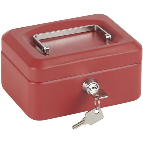 ARREGUI Elegant Cassetta di sicurezza con chiave per contare e trasportare denaro, Cassetta Portavalori in acciaio con vassoio Portamonete, Cassaforte portatile de 15 cm di larghezza Rossa C9214