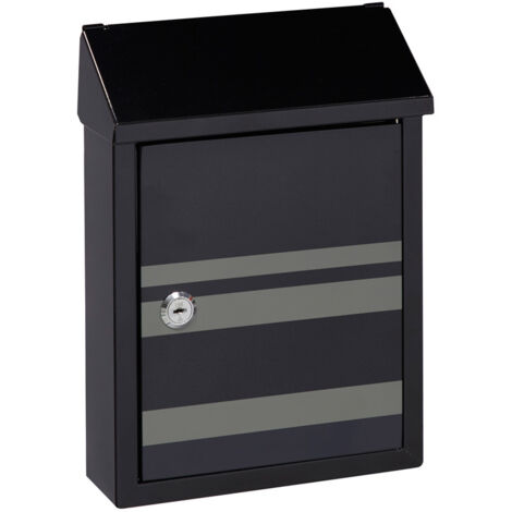 ARREGUI Smart Graphic E5724-STR Cassetta Postale Individuale in Acciaio con Serigrafia Decorativa "Lines", Cassetta Postale o Raccogliposta, Con 2 Feritoie, Dimensione S (DIN A5), Nero