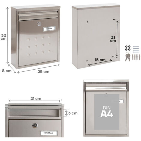 Cassetta Postale ARREGUI In Acciaio - Design Orizzontale, Formato A4, Nero, Montaggio Facile - Foto 4