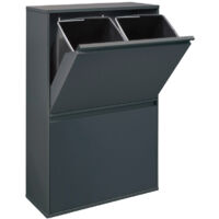 ARREGUI Basic Pattumiera per raccolta differenziata, 4 secchi, mobile d'acciao per differenziata, 4 x 17 L (68 L) Grigio scuro Antracite CR604-B