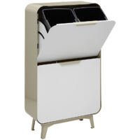 ARREGUI Round Pattumiera per raccolta differenziata, 4 secchi, mobile d'acciao per differenziata, 4 x 17 L (68 L) Beige CR431-R