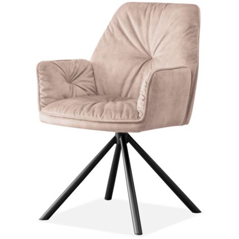 MEUBLER DESIGN Chaise De Salle À Manger Pivotante Moderne En Velours Botega - Velours Taupe, Style , 58 x 47 x 89 cm (1/5)