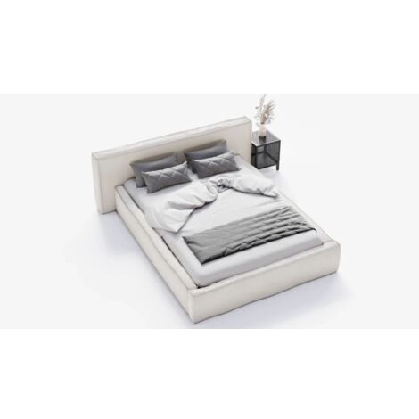 MEUBLER DESIGN Lit En Tissu Bouclé Avec Grande Tête De Lit Et Coffre De Rangement Olympia - 180x200, Tissu, Style , x x cm (1/5)