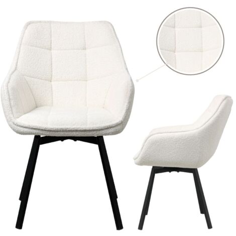 MEUBLER DESIGN Lot De 2 Chaises De Salle À Manger En Tissu Bouclette, Piètement Noir - Kos - Boucle Noir, Style , x x cm (1/5)