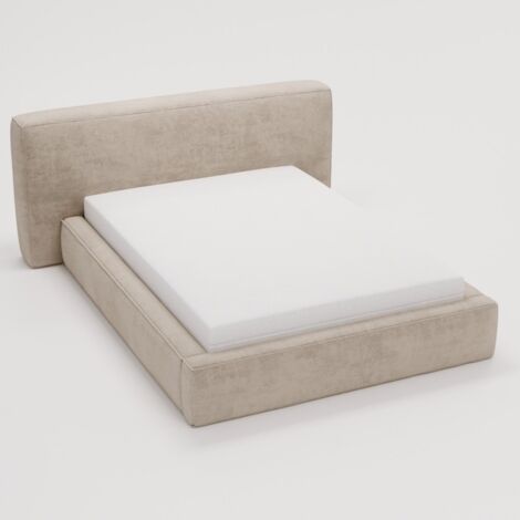 MEUBLER DESIGN Lit Coffre Tissu Chenille Mona - Tissu Chenille Beiges - 160x200, Style ,  x  x  cm (1/5)