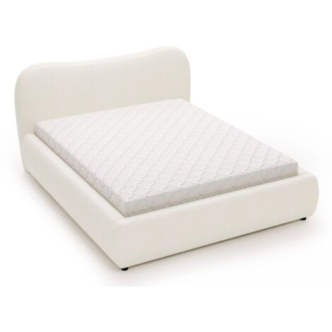 MEUBLER DESIGN Lit Coffre En Tissu Bouclette Lumia - Tissu Bouclé Crème - 180x200, Style , x x cm (1/5)