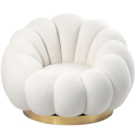 MEUBLER DESIGN Fauteuil Bouclé Crème Piètement Couleur Or Buble - Boucle Or, Style , x x cm (1/5)
