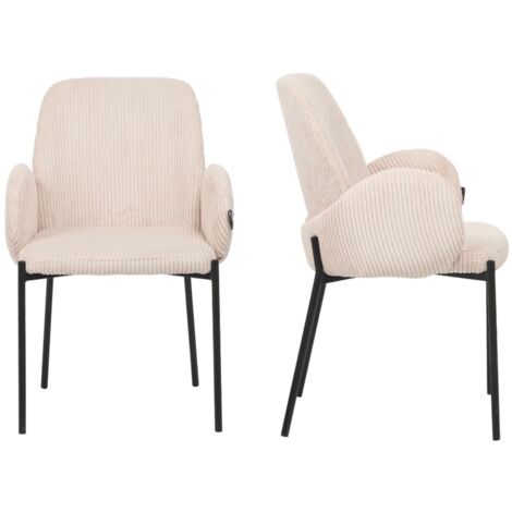 MEUBLER DESIGN Chaises Design Dossier Haut - Lot De 2 - Agata - Tissu Côtelé Beige Pied Noir, Style , x x cm (1/5)