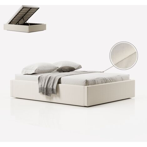 MEUBLER DESIGN Sommier Coffre De Rangement Room - Velours Côtelé Beige - 140x190, Style , x x cm (1/5)