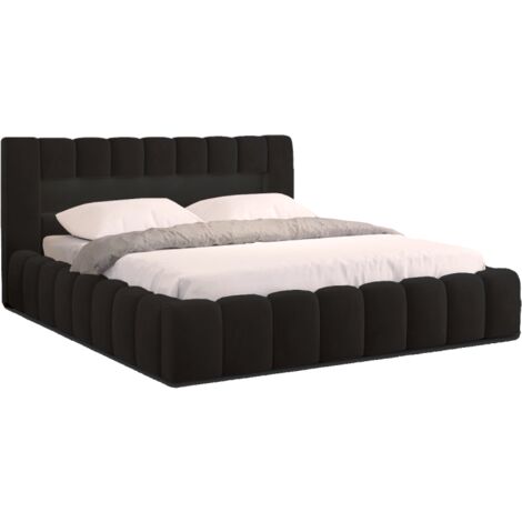 MEUBLER DESIGN Lit Coffre Avec Led En Velours Lamica - Velours Noir - 160x200, Style , x x cm (1/5)