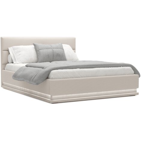 MEUBLER DESIGN Lit Led Avec Coffre De Rangement Tissu Velours Côtelé Nava - Velours Côtelé Beige - 160x200, Style , x x cm (1/3)