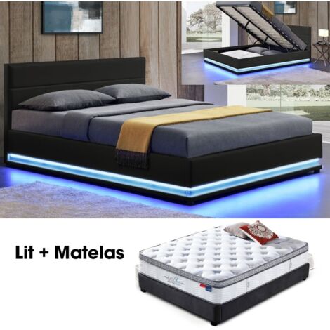 MEUBLER DESIGN Matelas + Sommier Ava Et Matelas Pure 160 Noir, Polyuréthane, Style Contemporain, 214 x 174 x 90 cm (1/5)