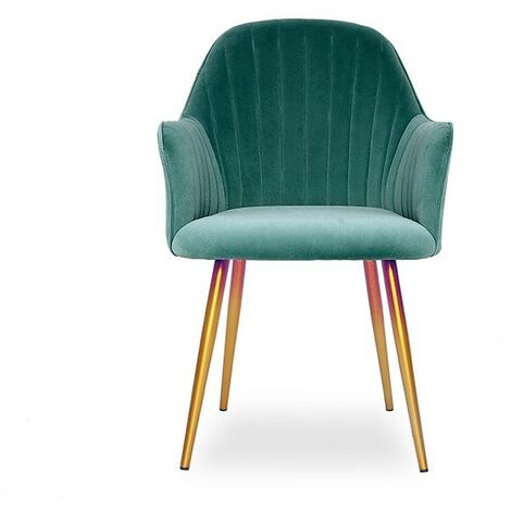 MEUBLER DESIGN Chaise De Salle À Manger Velours Pied Or Skull - Vert, Velours, Métal, Style Art déco, 60 x 58 x 75 cm (1/5)