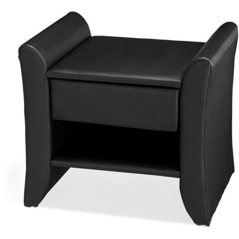 MEUBLER DESIGN Table De Chevet Nova - Table De Nuit - Design - Noir, Polyuréthane, Rectangulaire, Style Contemporain, 47 x 37 x 44 cm (1/2)