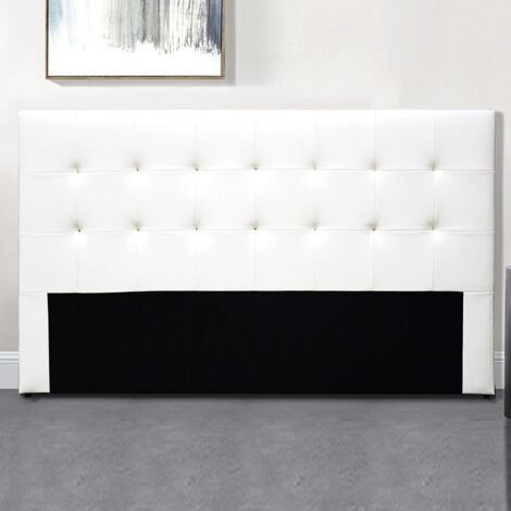 MEUBLER DESIGN Tête De Lit Capitonnée Capitole - Blanc - 160 Cm, Polyuréthane, Rectangulaire, Style Contemporain, 160 x 5 x 80 cm (1/3)