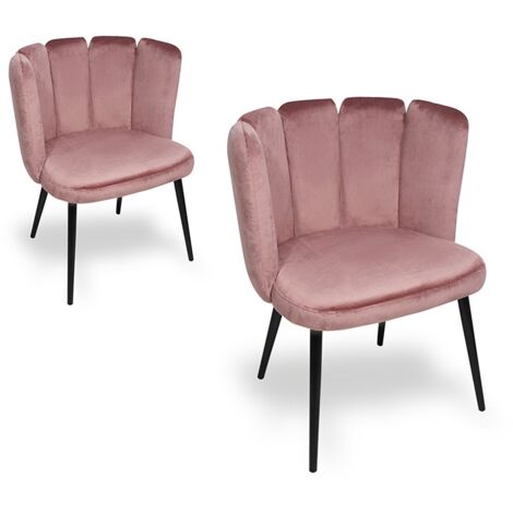 MEUBLER DESIGN Chaise De Salle À Manger X2 Belair - Rose, Velours, Métal, Style Art déco, 60 x 53 x 75 cm (1/5)