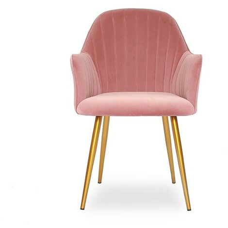 MEUBLER DESIGN Chaise De Salle À Manger Velours Pied Or Skull - Rose, Velours, Métal, Style Art déco, 60 x 58 x 75 cm (1/5)