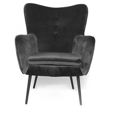 MEUBLER DESIGN Fauteuil En Velours Design Zola - Noir, Velours, Style Art déco, 69 x 68 x 90 cm (1/5)
