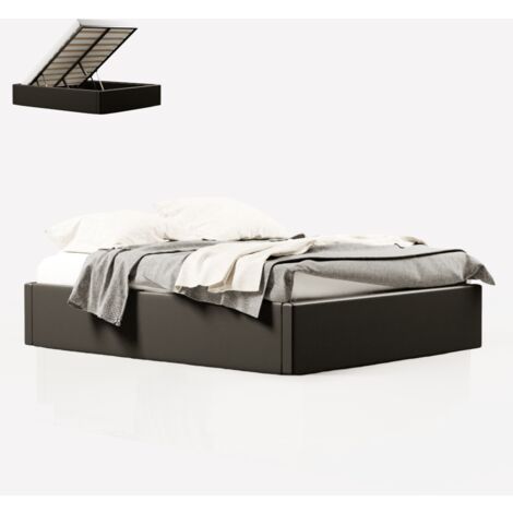 MEUBLER DESIGN Sommier Coffre De Rangement Room - Noir - 180x200, Polyuréthane, Style Contemporain, 213 x 195 x 34.5 cm (1/5)