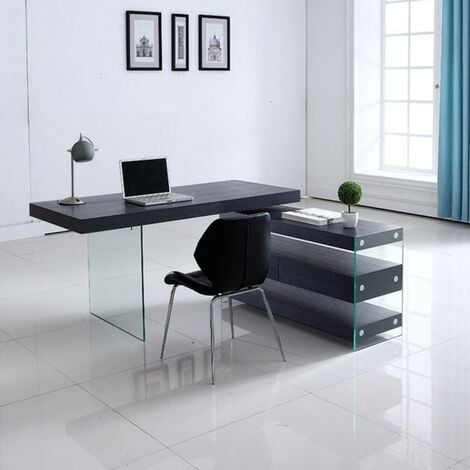 Bureau stylé à 3 tiroirs table rectangulaire design avec pieds en