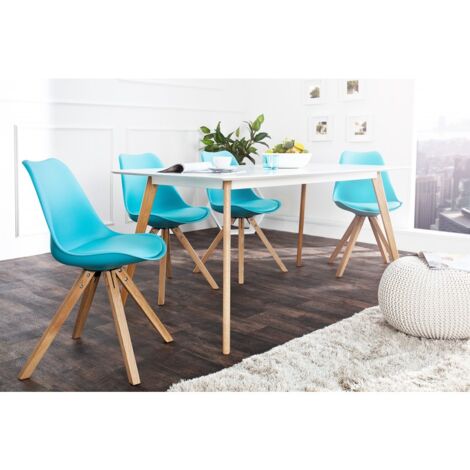 MEUBLER DESIGN Chaise Rétro Scandinavia Meisterstack Turquoise Avec Pieds En Bois Massif, Polyuréthane, Style , 50 x 60 x 85 cm (1/5)