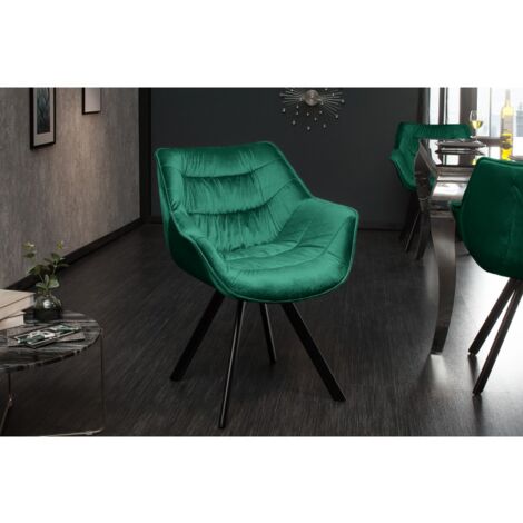MEUBLER DESIGN Chaise Design The Dutch Comfort Vert Émeraude Velours Style Rétro Avec Accoudoirs, Velours, Métal, Style , 67 x 63 x 82 cm (1/5)