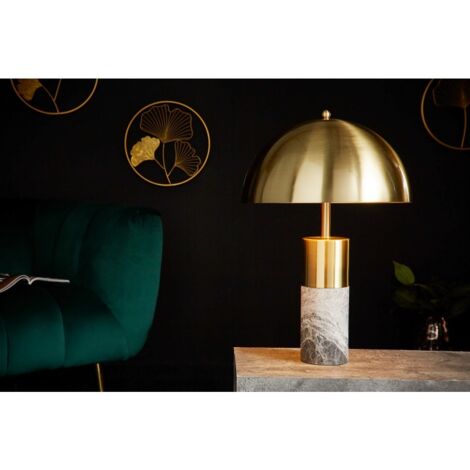 MEUBLER DESIGN Elégante Lampe De Table Burlesque 52cm Gris Doré Avec Pied En Marbre, Style , 35 x 35 x 52 cm (1/5)