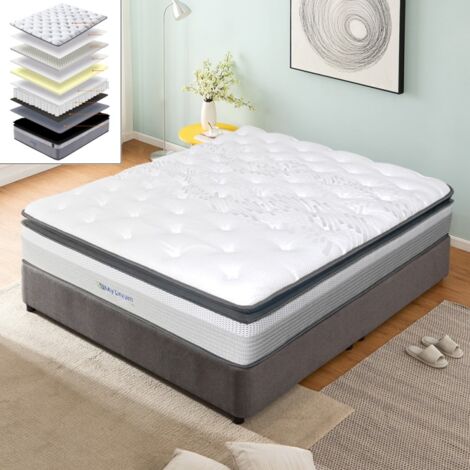 Matelas avec surmatelas intégré 33 cm – Ressorts ensachés pour soutien point par point – 140x190 cm – Confort hôtel 5 étoiles – Meubler Design (1/5)
