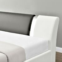 MEUBLER DESIGN Lit Coffre Design Atlantic - 160x200, Polyuréthane, Style Contemporain, 233 x 173 x 87 cm - Blanc Et Noir