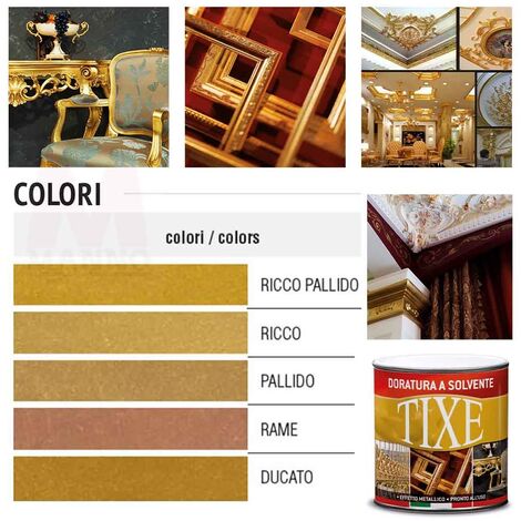 Vernice oro solvente per interni - Tixe Doratura Colore Oro Ducato -  Lattaggio 125 ml