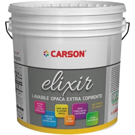 Pittura lavabile extra coprente - Carson Elixir Bianco - 750 ml